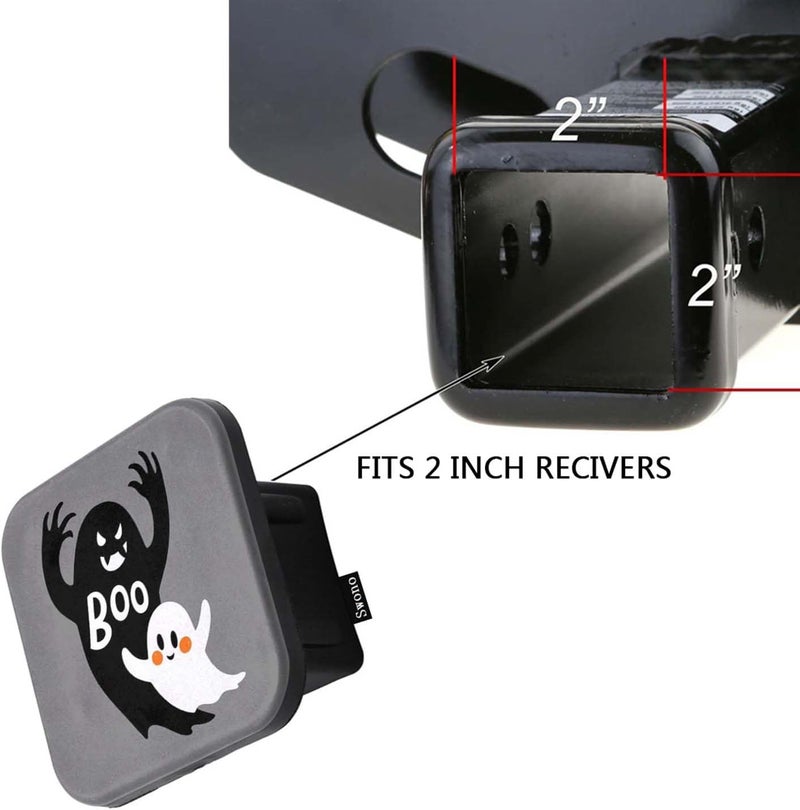 Swono Ghost Hitch Cover 2" Halloween Ghost with Big Shadow Rubber Receiver Tube Hitch Plug Truck Receivers Hitch Covers, Trailer Hitch Tube Cover Plug Cap - Image 3
